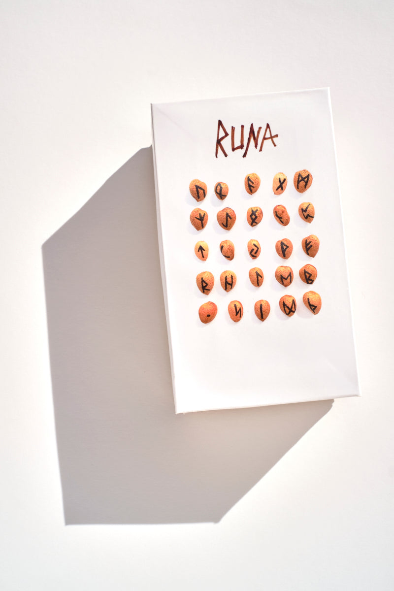 25 Viking Runes on Almond shells by Sunman Cards